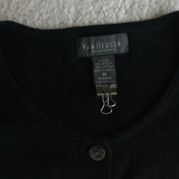 Vintage Van Heusen Striped Cardigan Sweater Black - Sz Medium - Picture 8 of 8